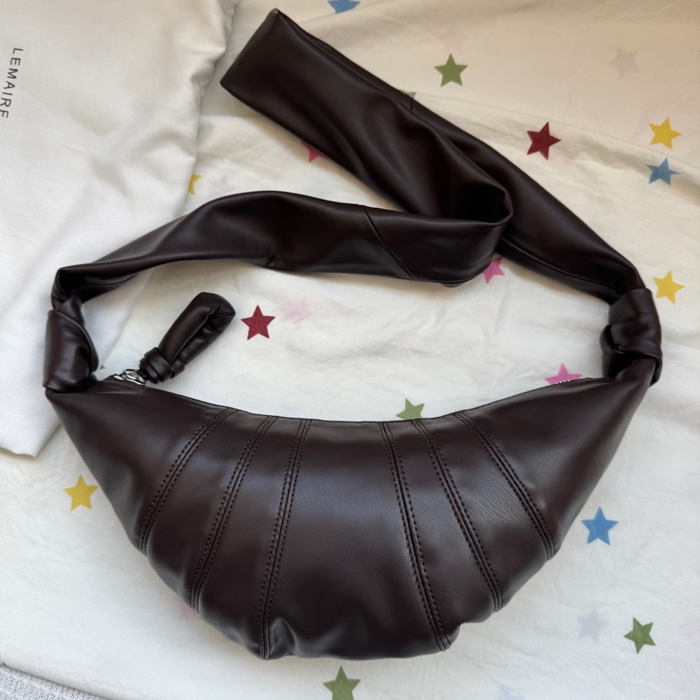 Lemaire Brown Lambskin Croissant Crossbody Bag